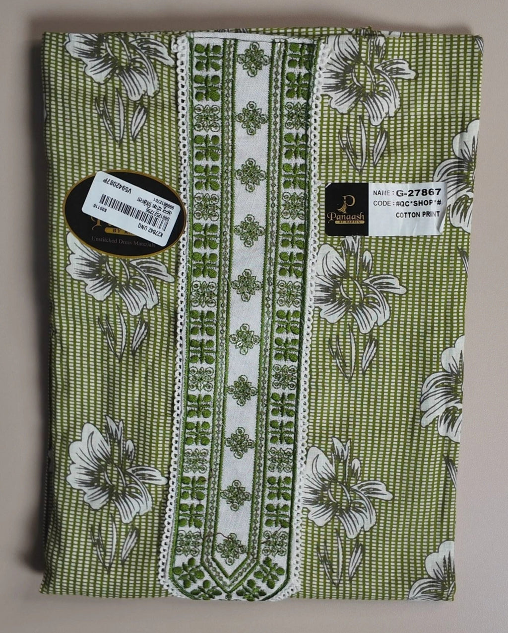 Olive Green Floral Cotton Kurta Set - Green - Picture 1