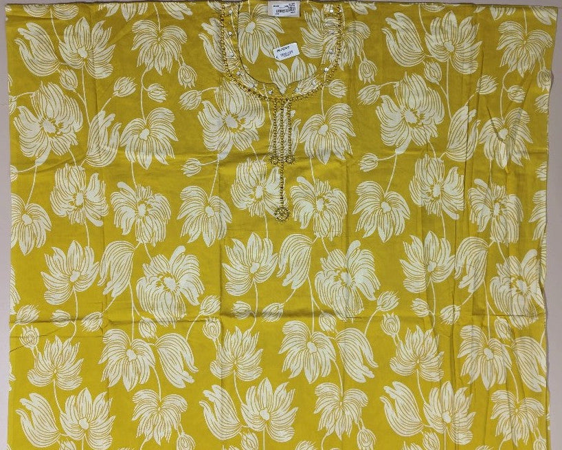 Sunny Yellow Floral Suit with Embellished Neckline - Mustard yellow - Picture 2