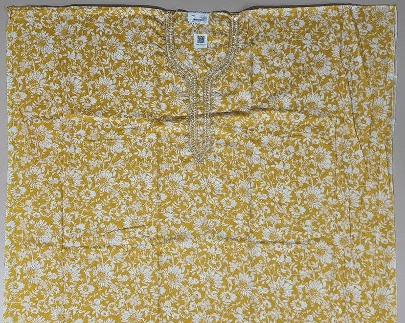 Sunshine Yellow Floral Suit with Mirror Work - Yellow - Picture 2