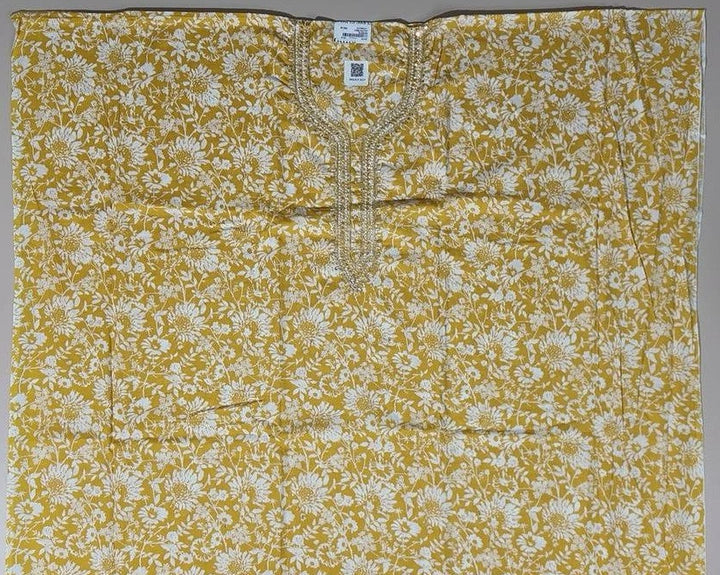 Sunshine Yellow Floral Suit with Mirror Work - Yellow - Picture 2