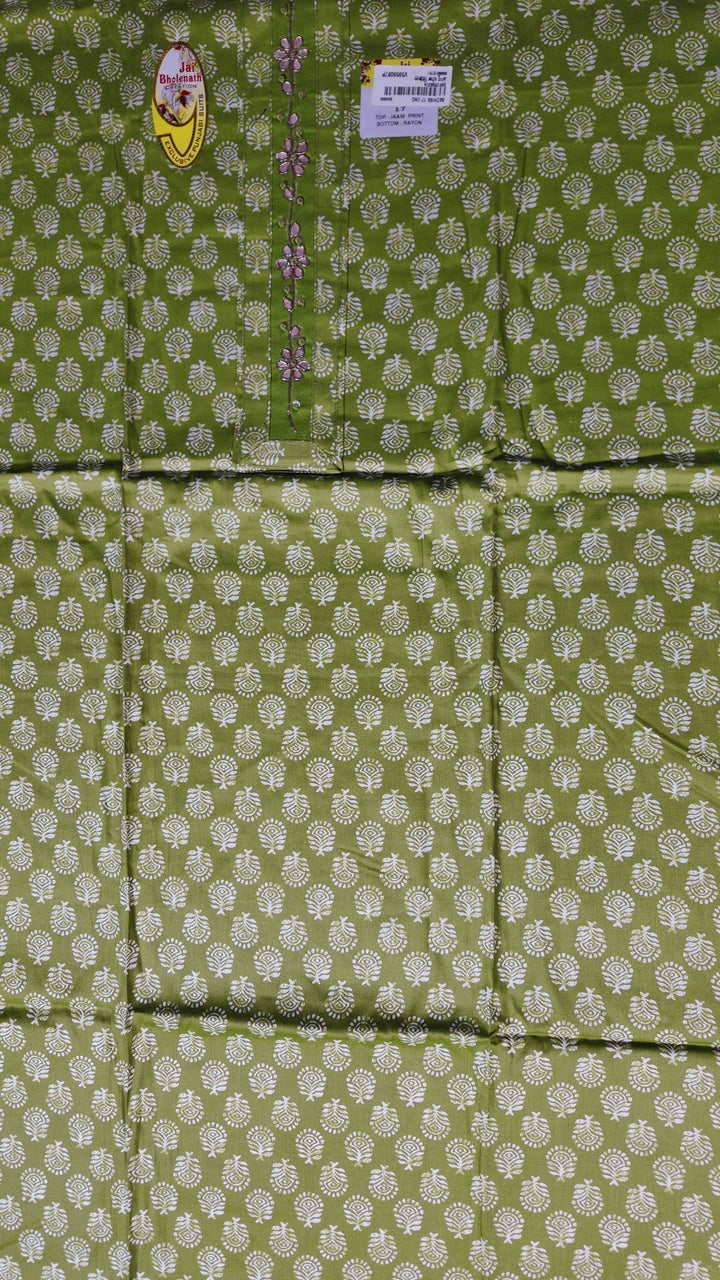 Elegant Green Jaam Print Suit Set - Green - Picture 3
