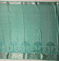 Elegant Green Banarasi Saree with Dancing Motifs - Teal - Picture 5