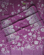 Elegant Plum Floral Embroidered Suit Set - Purple - Picture 4