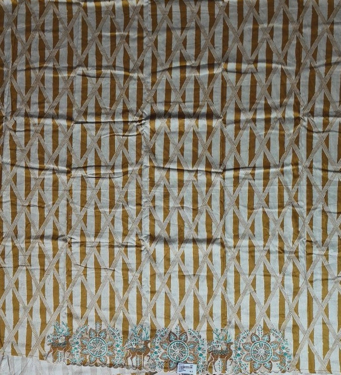 Elegant Mustard Embroidered Chanderi Silk Saree - Golden brown - Picture 3
