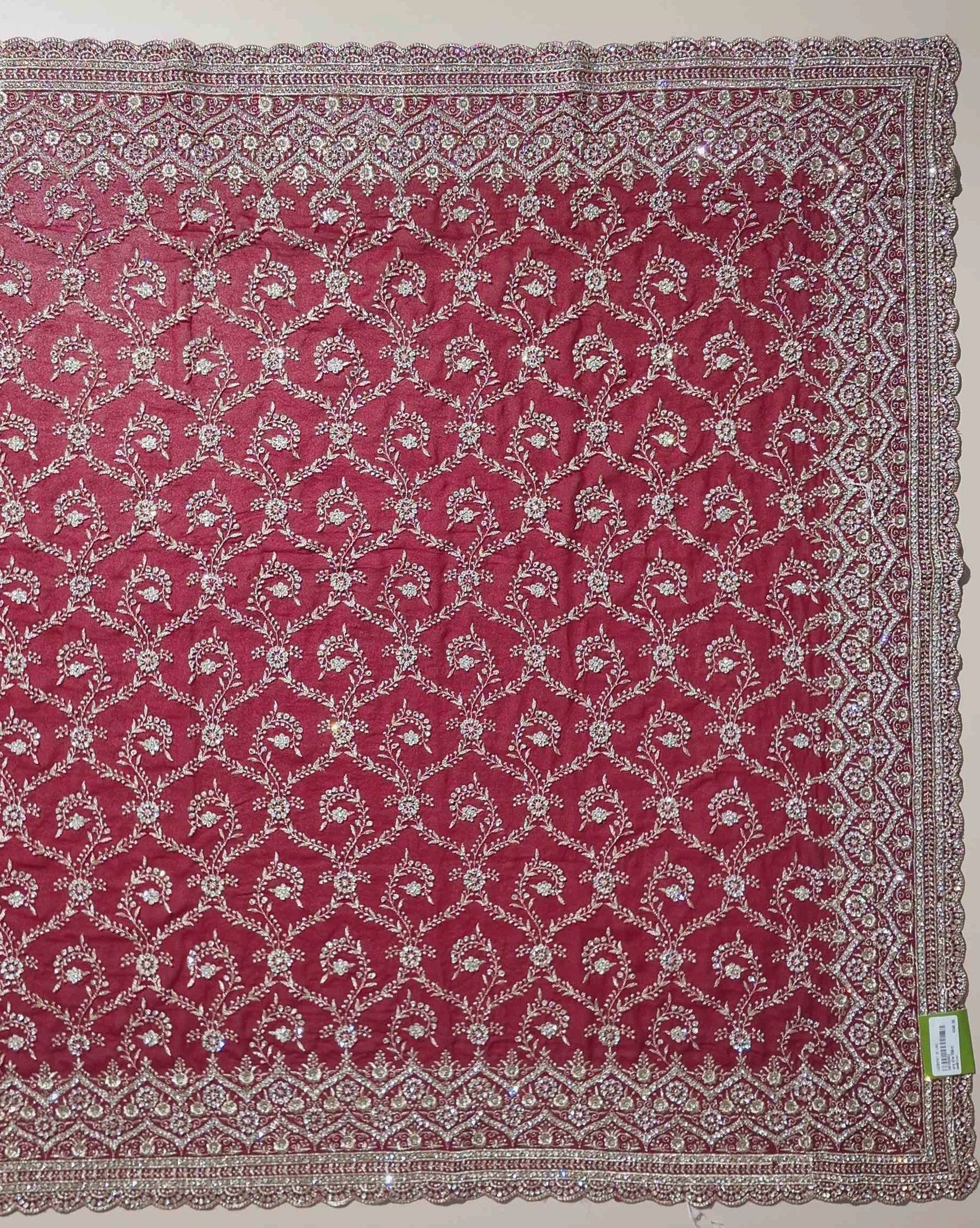 Crimson Elegance: Embroidered Silk Saree - Red - Picture 3