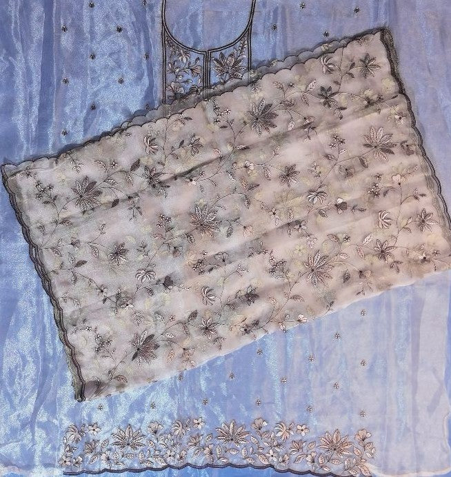 Elegant Pastel Chikankari Kurta Set with Dupatta - Light pink - Picture 5