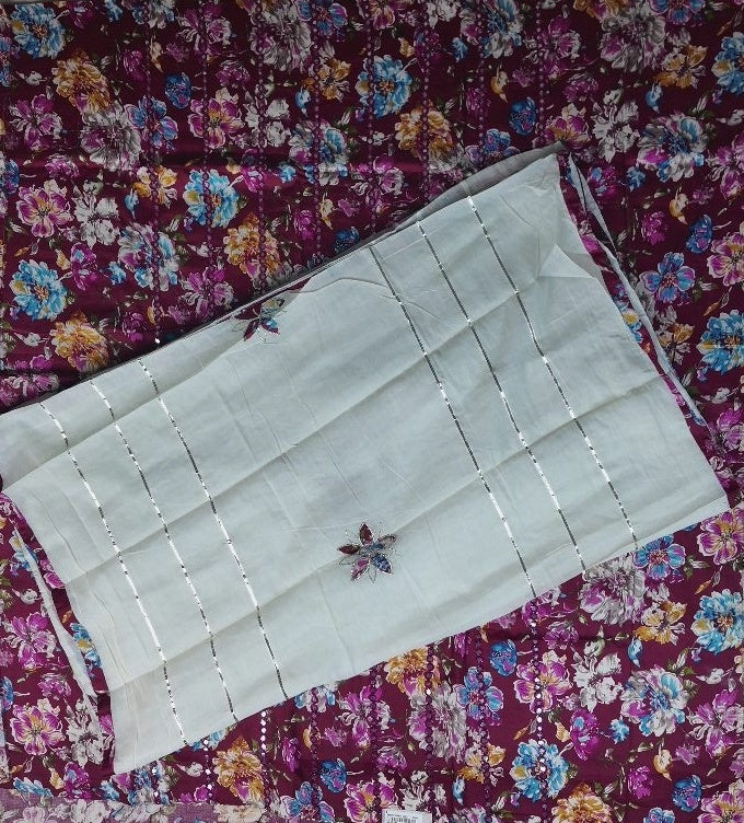 Vibrant Floral Maroon Suit with Embroidered Dupatta - Burgundy - Picture 4