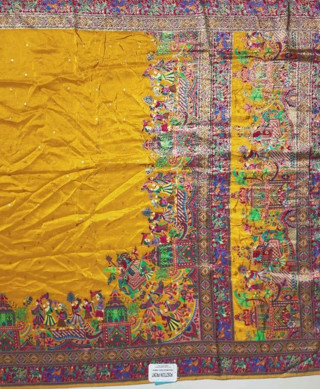 Vibrant Mustard Traditional Banarasi Saree - Gold - Picture 3