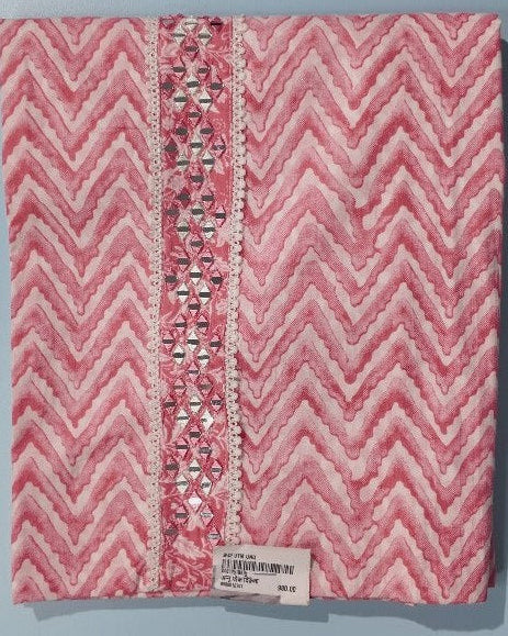 Pink Chevron Embroidered Kurta Set - Pink - Picture 1
