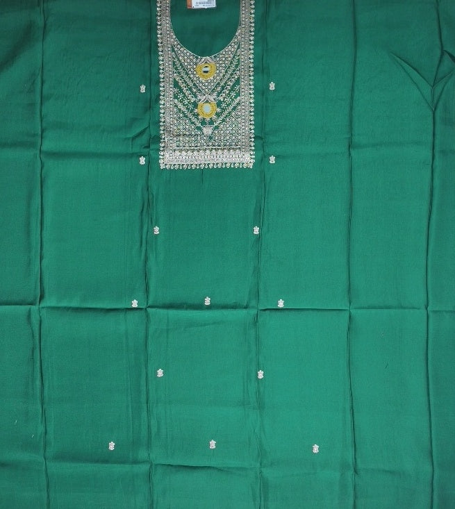Emerald Green Embroidered Kurta Set - Dark green - Picture 3