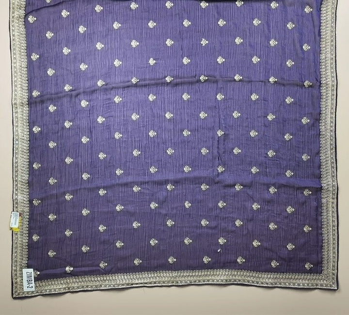 Elegant Purple Banarasi Saree with Gold Motifs - Purple - Picture 3