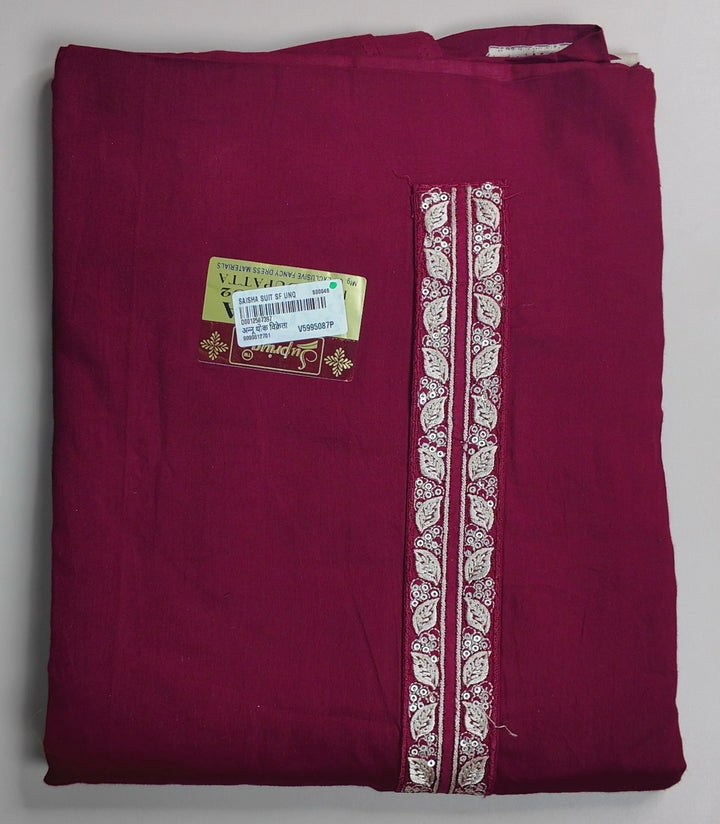 Elegant Maroon Floral Embroidered Suit Set - Maroon - Picture 1