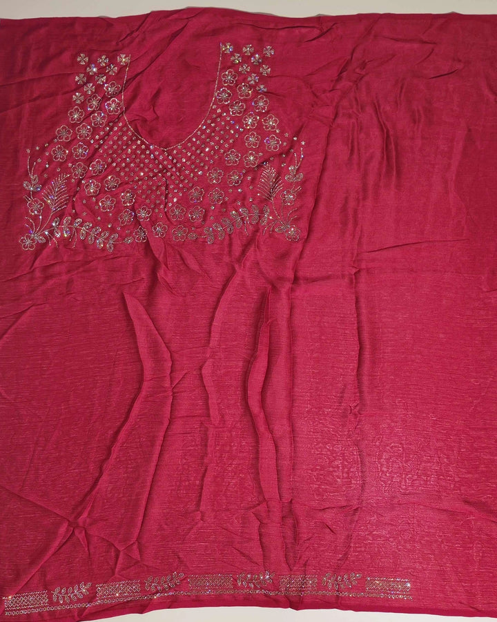 Elegant Maroon Embellished Shawl - Red - Picture 5