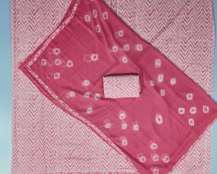 Pink Chevron Embroidered Kurta Set - Pink - Picture 5