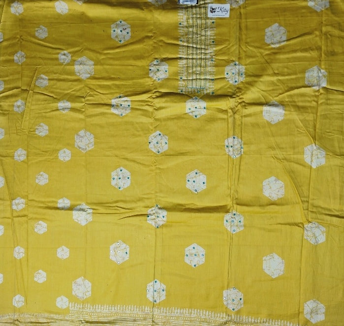Sunny Yellow Floral Unstitched Suit Set - Yellow - Picture 3