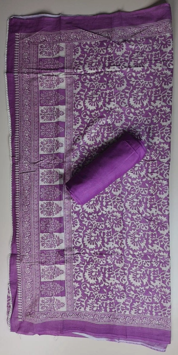 Elegant Purple Geometric Pattern Silk Suit - Purple - Picture 6