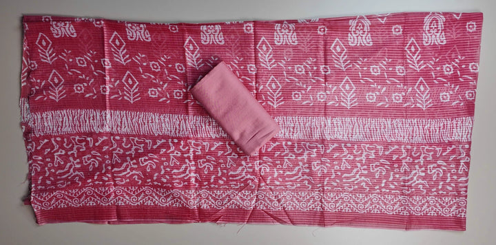 Elegant Pink Floral Printed Cotton Unstitched Suit - Red - Picture 6