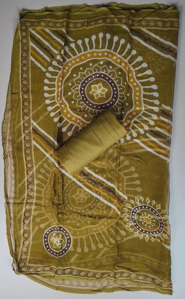 Elegant Olive Mandala Embroidered Suit - Olive green - Picture 6