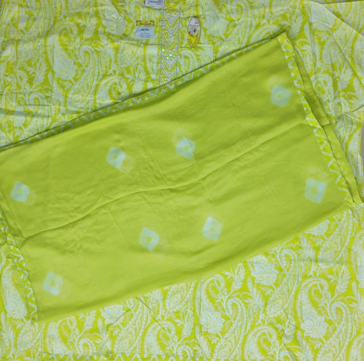 Sunny Yellow Paisley Cotton Suit Set - Yellow - Picture 4
