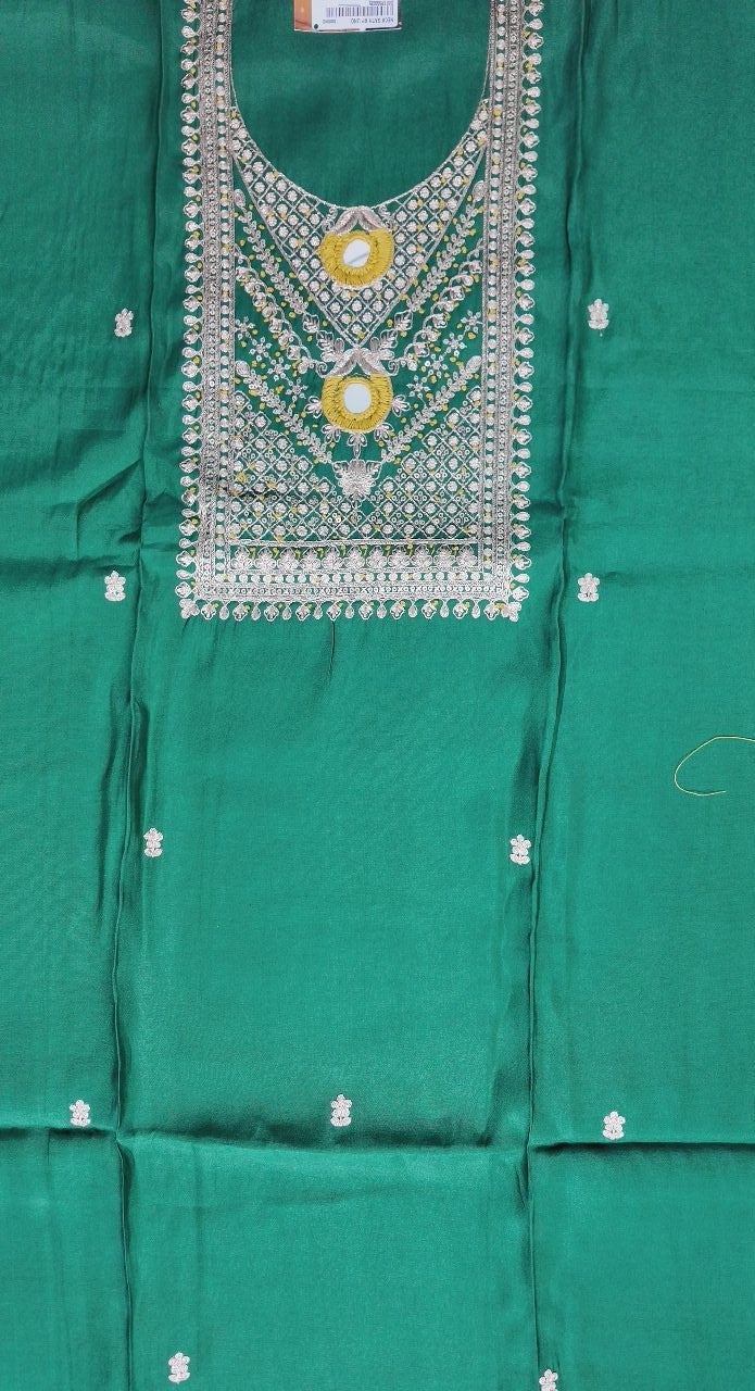 Emerald Green Embroidered Kurta Set - Dark green - Picture 2