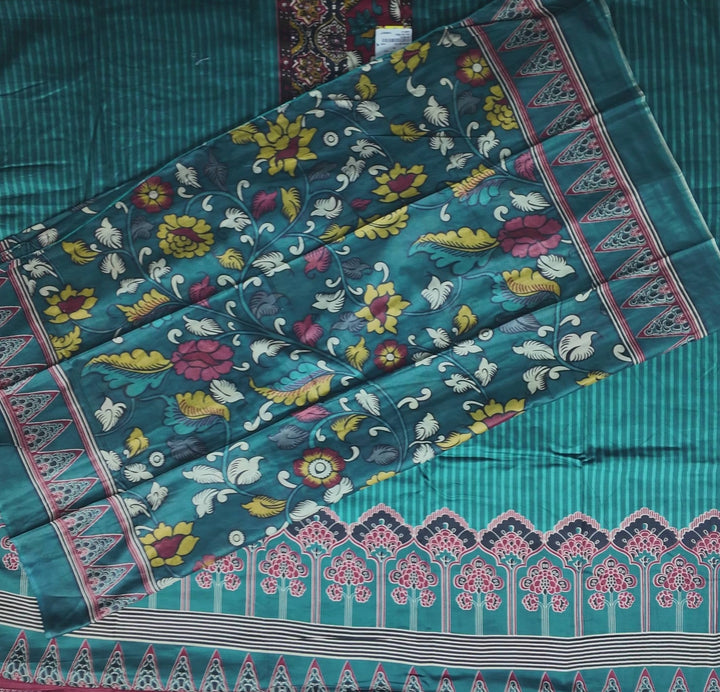 Teal & Maroon Jam Print Rayon Suit Set - Teal - Picture 6