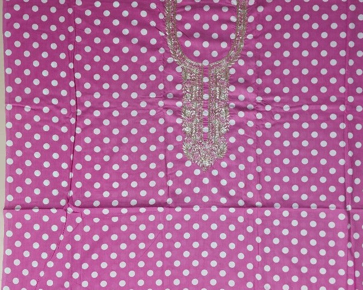 Vibrant Pink Polka Dot Embellished Suit Set - Pink - Picture 4