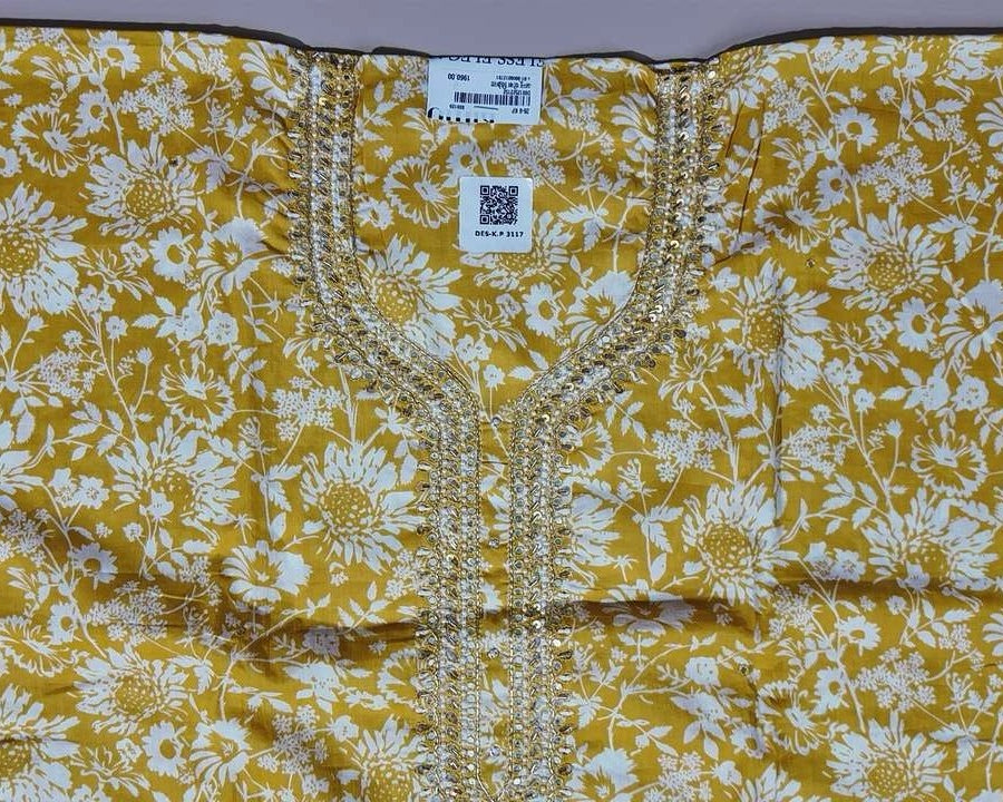 Sunshine Yellow Floral Suit with Mirror Work - Yellow - Picture 5