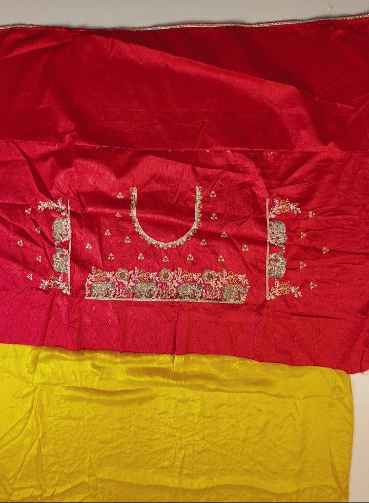 Vibrant Yellow Elephant Embroidered Dupatta - Yellow - Picture 5