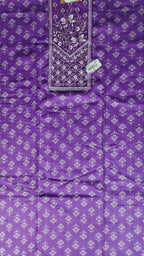 Vibrant Purple Floral Embroidered Suit Set - Purple - Picture 2