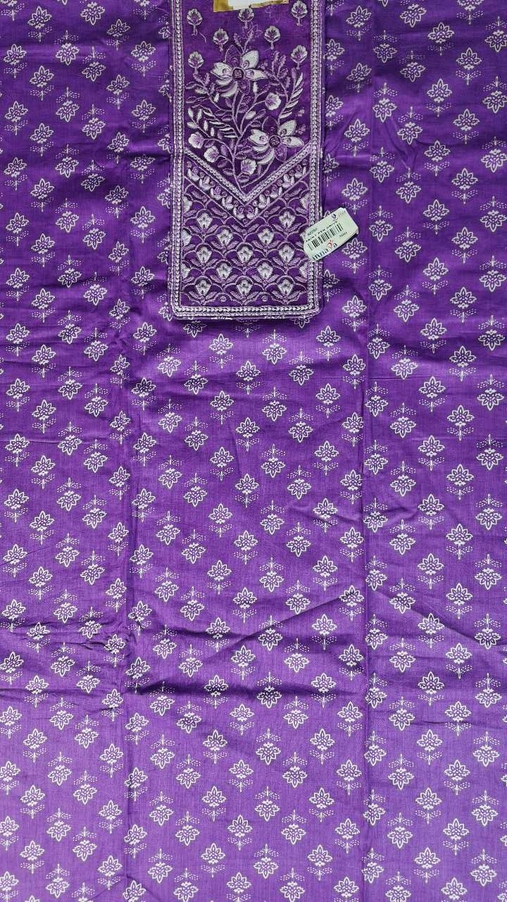 Vibrant Purple Floral Embroidered Suit Set - Purple - Picture 2