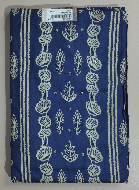 Elegant Indigo Floral Printed Suit Set - Navy blue - Picture 1