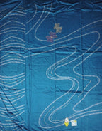 Elegant Blue Butterfly Embroidered Saree - Blue - Picture 4