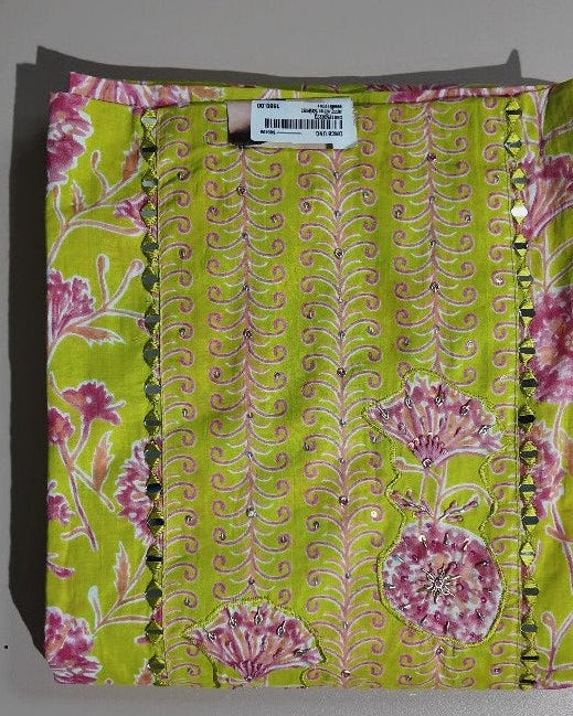 Vibrant Lime Floral Printed Suit Set - Lime Green - Picture 1