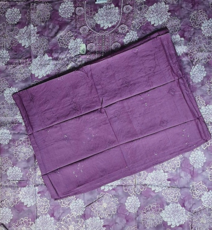 Lilac Floral Embroidered Kurta Set - Purple - Picture 4