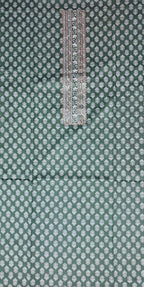 Elegant Green Floral Cotton Saree - Green (1) - Picture 2
