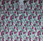 Elegant Pink Floral Printed Cotton Suit Set - White - Picture 3