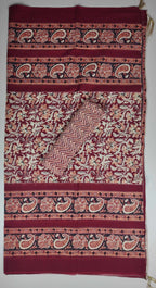 Maroon Floral Cotton Saree with Intricate Border - Maroon - Picture 6