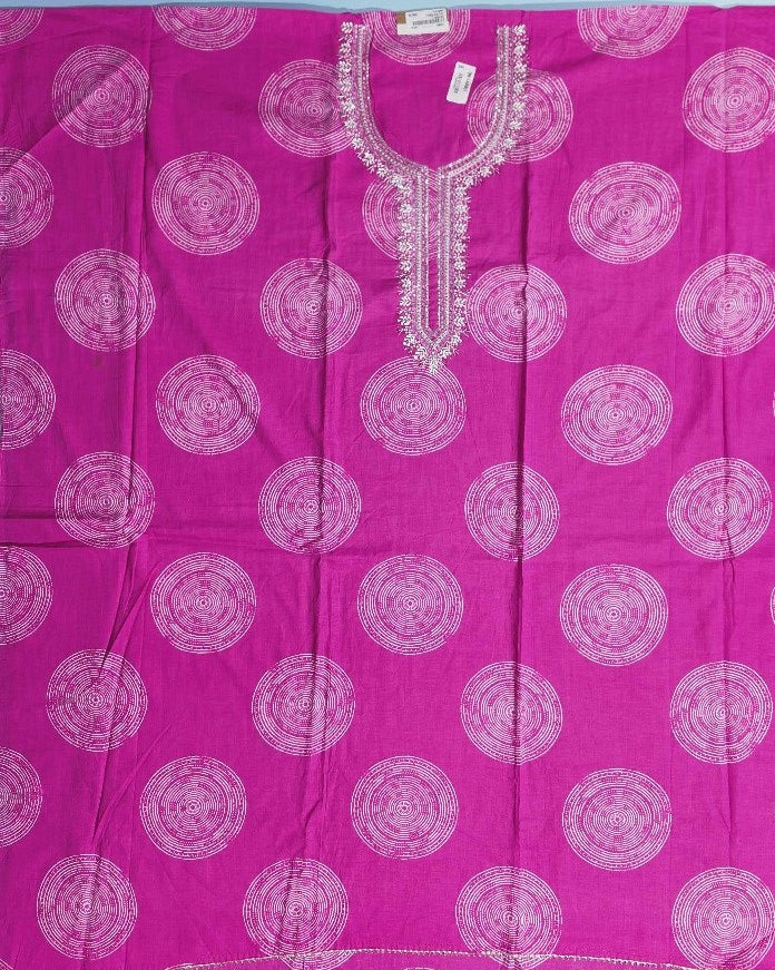 Vibrant Pink Embroidered Kurta Set - Magenta - Picture 2