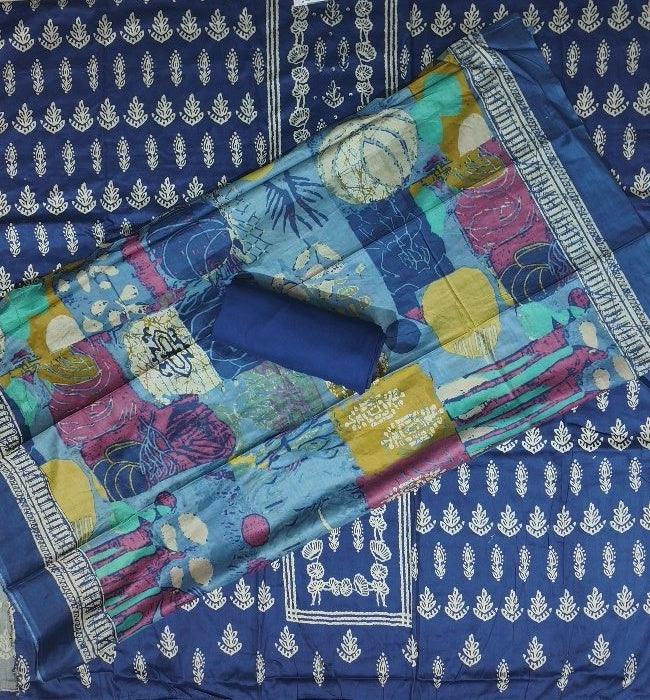 Elegant Indigo Floral Printed Suit Set - Navy blue - Picture 5