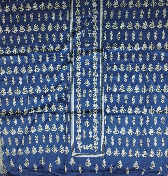 Elegant Indigo Floral Printed Suit Set - Navy blue - Picture 3