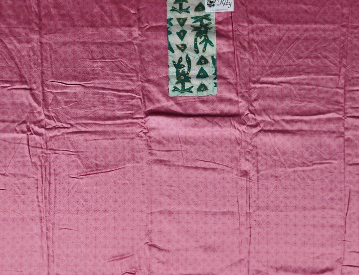 Elegant Pink and Green Block Print Cotton Saree - Pink - Picture 3
