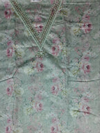 Mint Floral Embroidered Kurta Set - Mint green - Picture 6