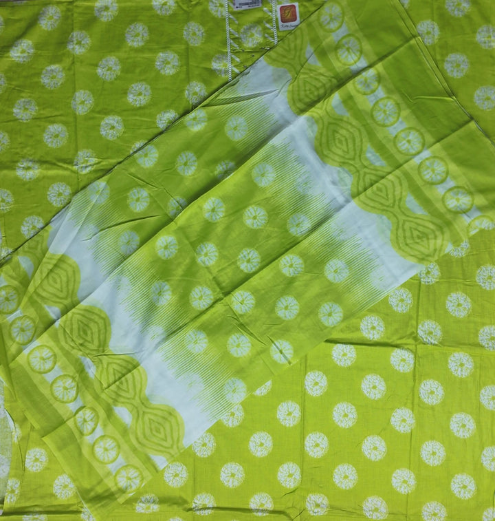 Vibrant Lime Green Bandhani Cotton Kurta Set - Lime Green - Picture 4