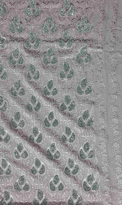 Elegant Pink Silk Saree with Silver Leaf Motifs - Pink - Picture 4