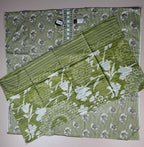 Olive Green Floral Cotton Kurta Set - Green - Picture 3