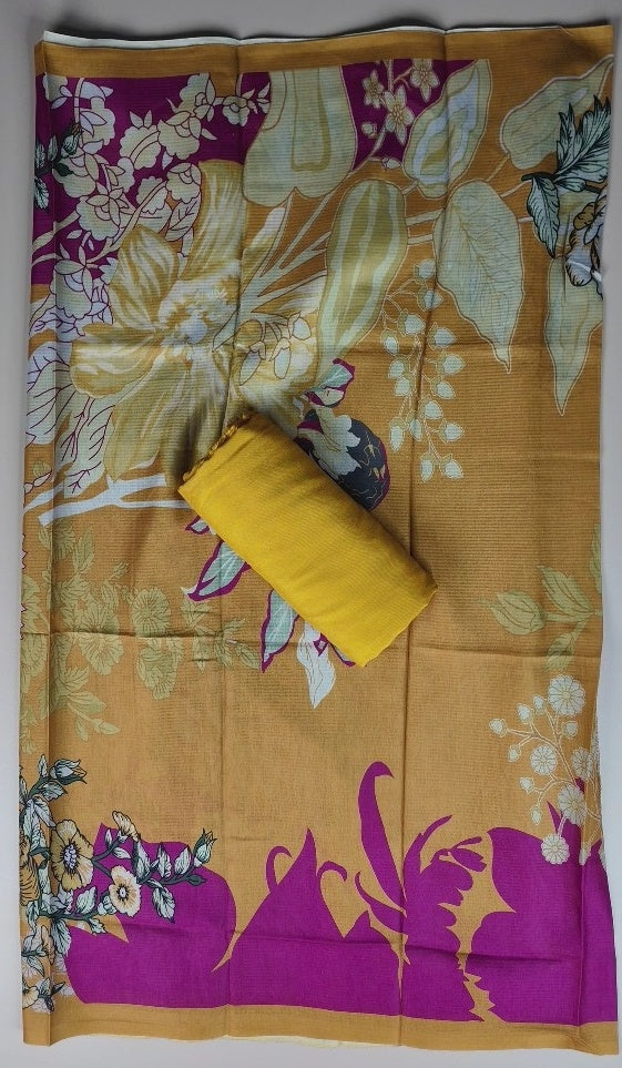 Vibrant Magenta & Mustard Floral Suit Set - White - Picture 6