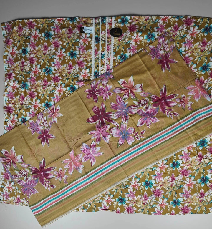 Vibrant Floral Mustard Kurti Fabric - Mustard yellow - Picture 5