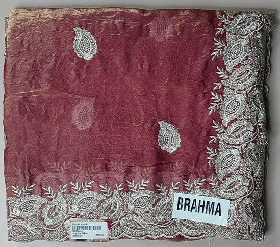 Elegant Maroon Saree with Intricate Silver Embroidery - Dark red - Picture 1