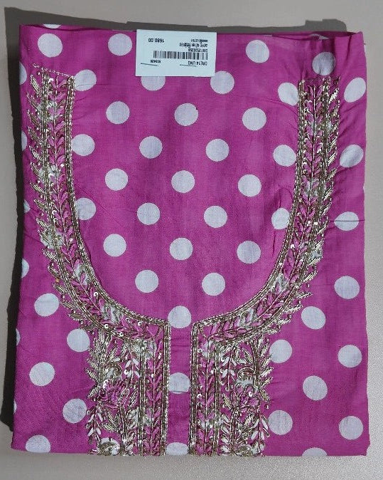 Vibrant Pink Polka Dot Embellished Suit Set - Pink - Picture 1
