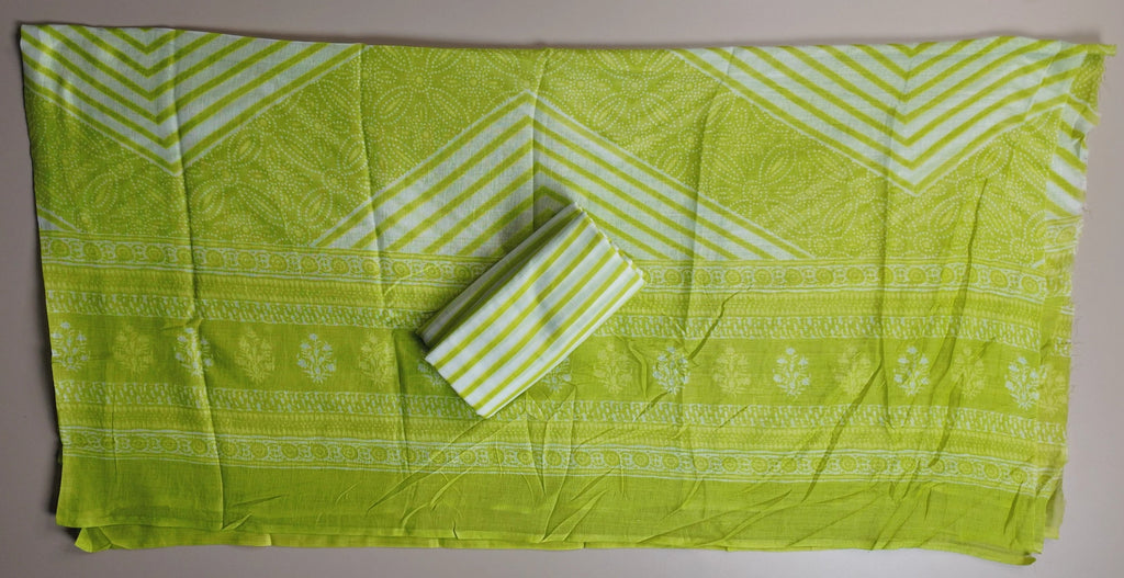 Vibrant Lime Green Cotton Suit Set - Yellow-green - Picture 6